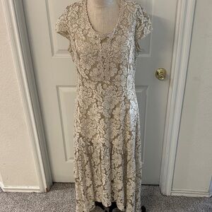 Reba Cream Lace Floral Maxi Dress